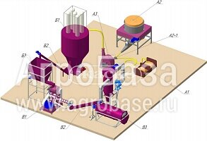 Линия экструдирования соломы и зерна, 1 т/ч
